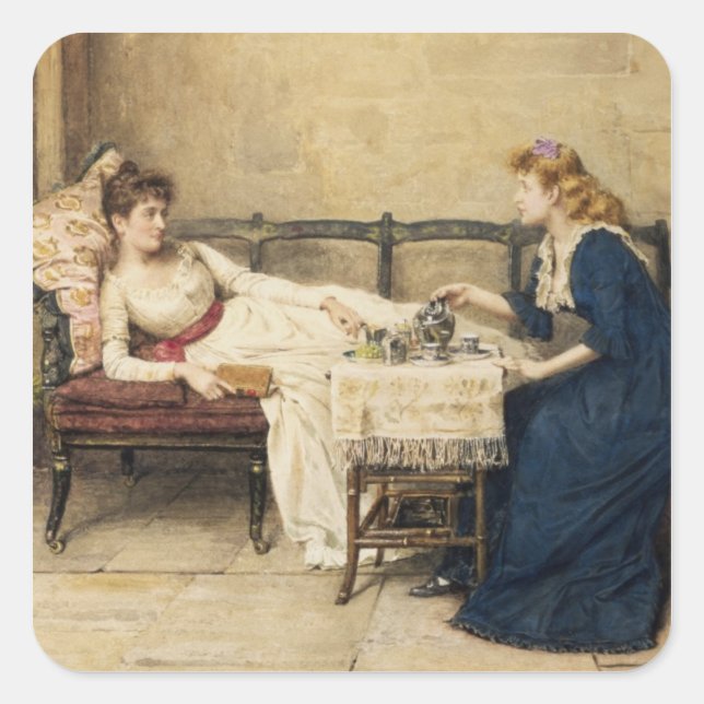 Aftermiddag Tea Fyrkantigt Klistermärke (Framsida)