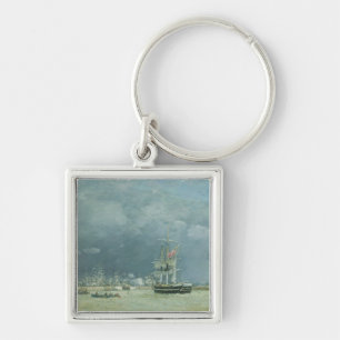 Afton Le Havre, 1866 (olja på kanfas) Fyrkantig Silverfärgad Nyckelring
