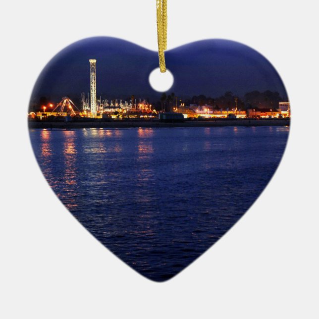 Afton på den Santa Cruz boardwalken Julgransprydnad Keramik (Framsidan)