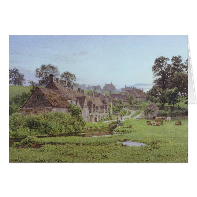 Aftonen i Arlington ror, Bibury, Gloucestershire Hälsningskort (Framsidan Horizontal)
