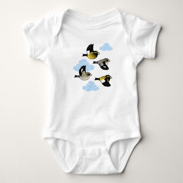 AftonGrosbeaks i flyg T Shirt (Framsida)