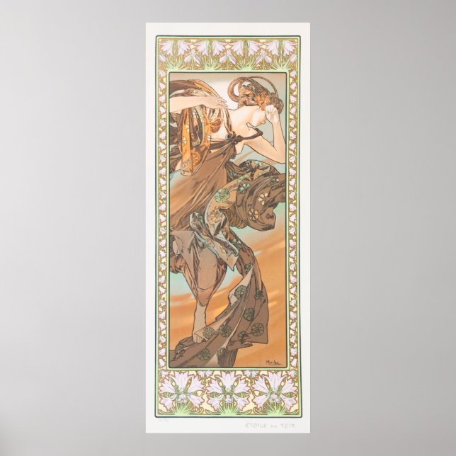 Aftonstjärna av Alphonse Mucha Poster (Framsidan)