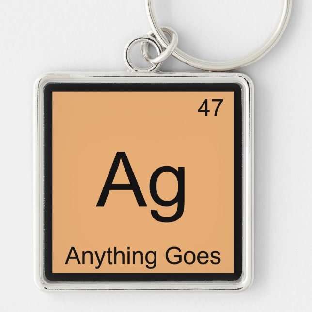 Ag - Allt Går Kemiskt Elemente Symbol T-shirt Fyrkantig Silverfärgad Nyckelring (Framsidan)