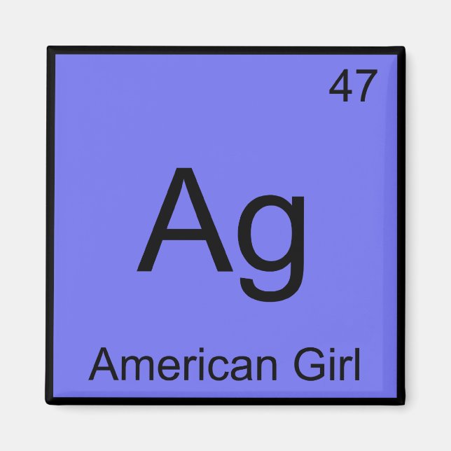 Ag - American Girl Kemiskt Elemente Symbol T-shirt Magnet (Framsidan)