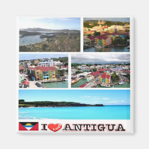 AG - Antigua och Barbuda - Antigua - I Kärlek Magnet