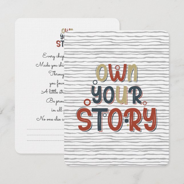 Äg din historia – Inspirerande typografisk design Anteckningskort (Fram/baksida)