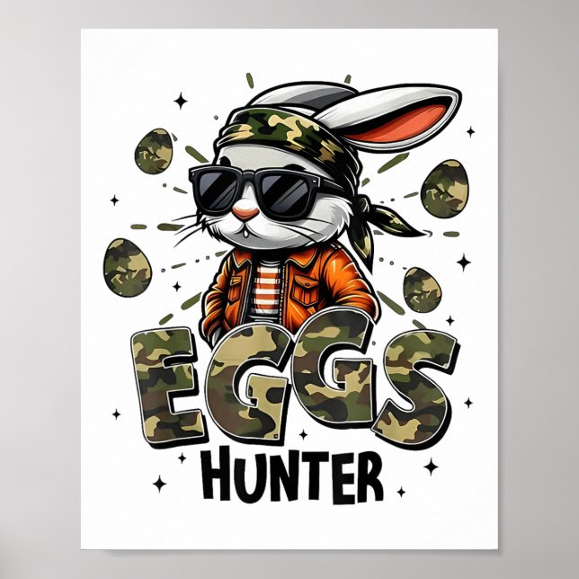 Äg Hunter Camo Hunter Glad påsk Day Kids Boys Poster (Framsidan)