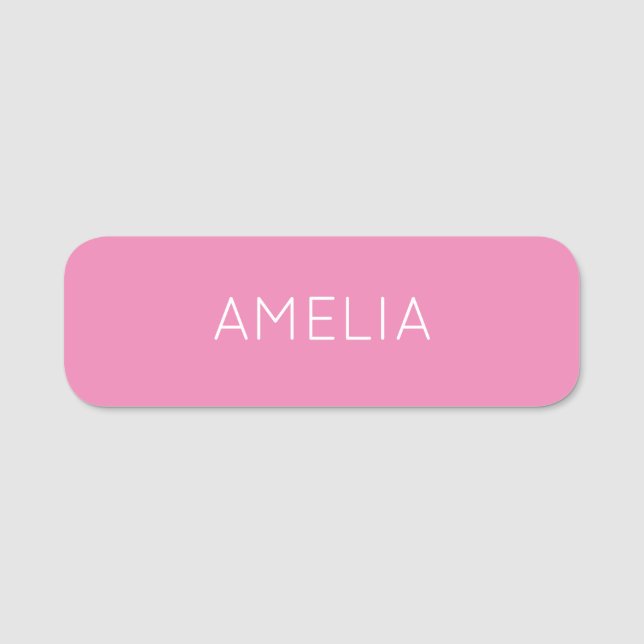 Äg Namn Modern minimalistisk Professionell Rosa ut Namnbricka (Framsida)