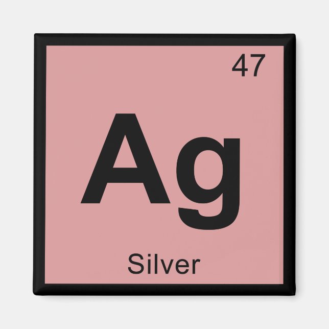 Ag - Silver Kemi Periodiska Systemet Symbol Magnet (Framsidan)