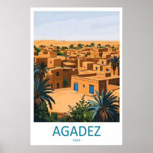 Agadez Resa Print Agadez Vägg Niger Agadez Konst Poster