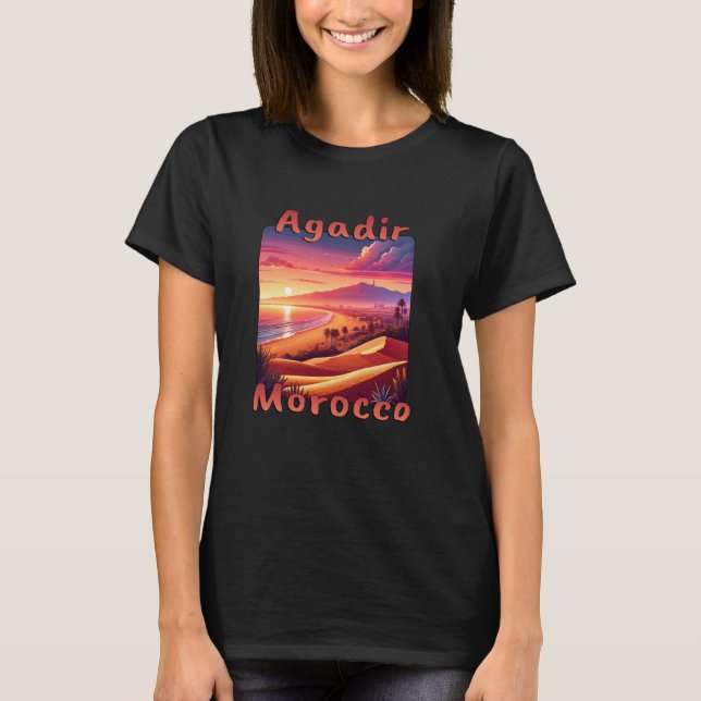 Agadir Marocko Helgdag Sunset T Shirt (Framsida)