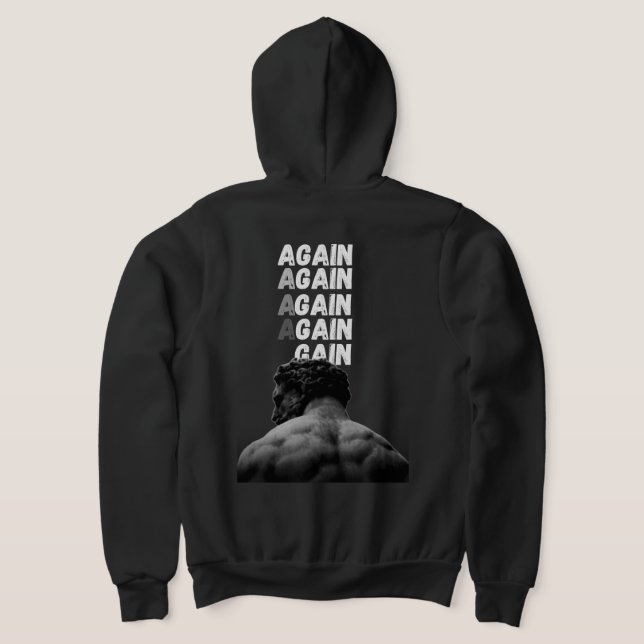 AGAIN Gym Motivation Bakre Tryck Fitness T Shirt (Laydown Baksida)