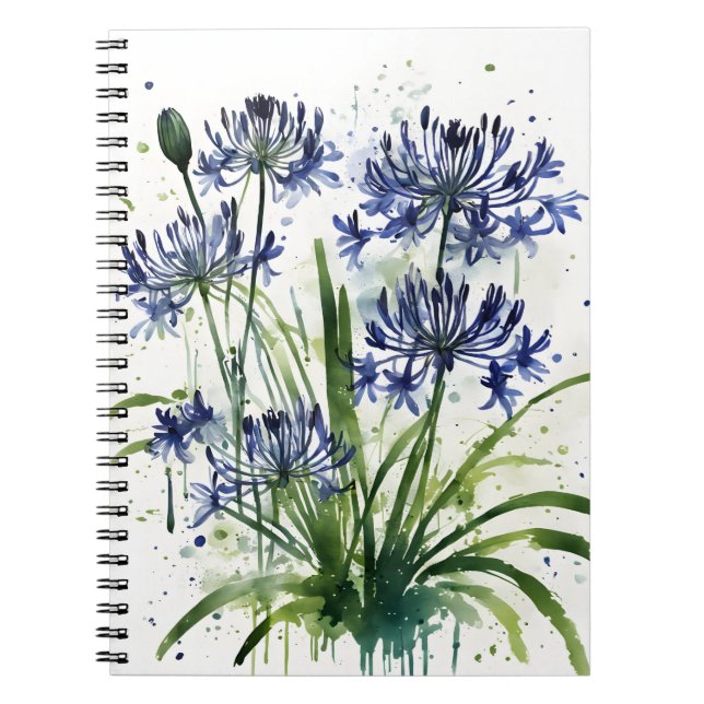 Agapanthus - Akvarellblommor iPad mini-fodral Anteckningsbok (Framsidan)