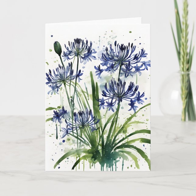 Agapanthus - Akvarellblommor iPad mini-fodral Kort (Framsida)