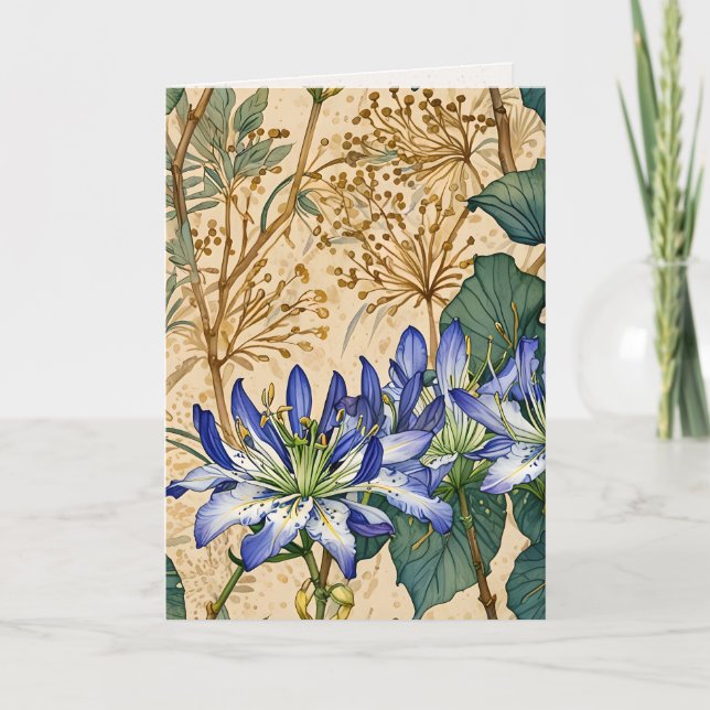 Agapanthus och vilda blommor  kort (Framsida)