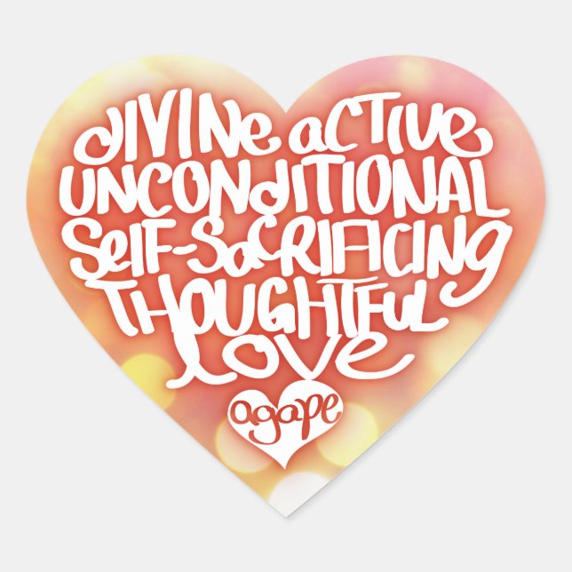 Agape Kärlek Hjärtformat Klistermärke (Framsida)