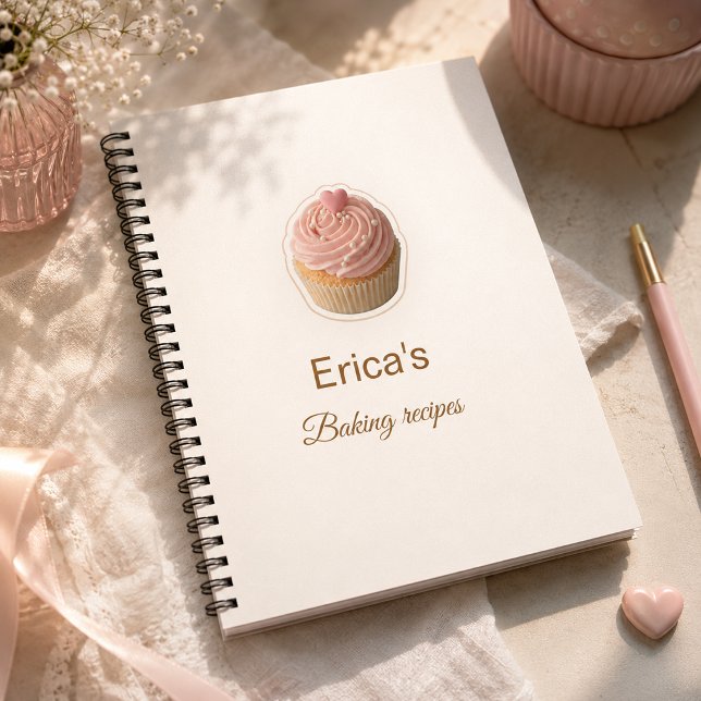 Ägare av estetisk rosa cupcake-bageri  anteckningsbok (Skapare uppladdad)