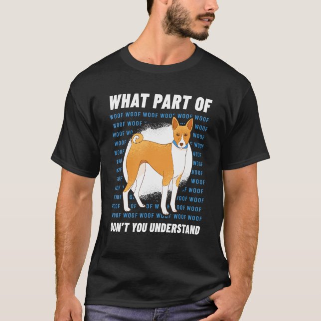 Ägare Basenji Dog Walker Language Woof Whisperer T Shirt (Framsida)