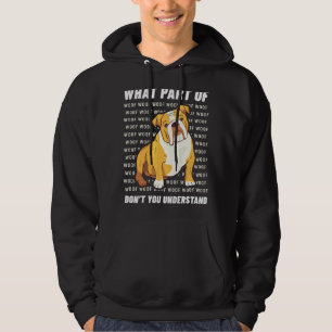 Ägare English Bulldog Dog Walker Language Woof Whi Hoodie