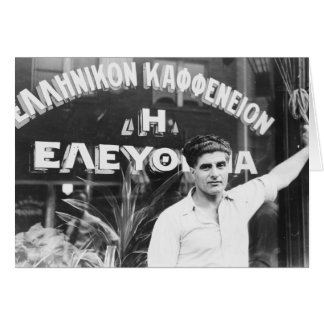 Ägare till grekiska kaffebutiker 1937 hälsningskort