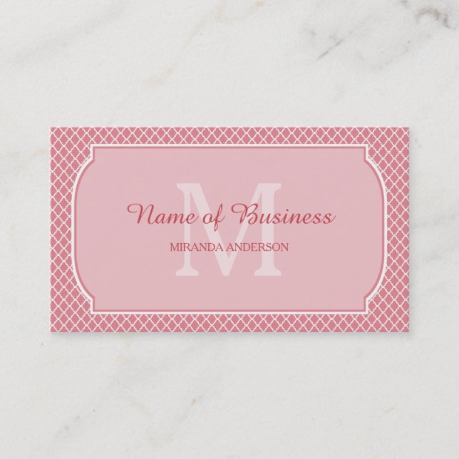 Ägare till Pink Monogram Boutique Visitkort (Framsida)