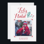 Agarela & Caligrafia | Feliz Natal Julkort<br><div class="desc">Cartão de Natal com a aguarela e caligrafia feito à mão e um lugar para uma foto</div>