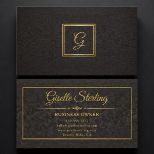 Ägarens Monogrammerade Guld Svarta Professionella Visitkort