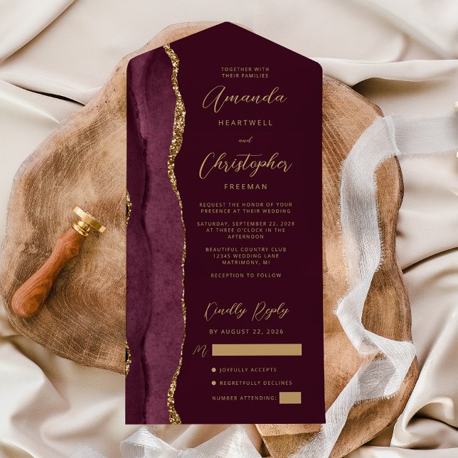 Agat Burgundy Guld Skrift (Skapare uppladdad)