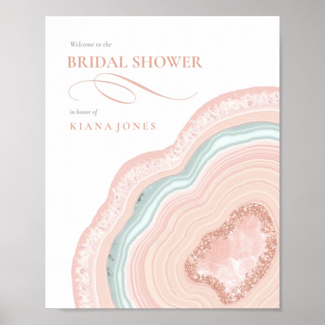 Agat Geod Glitter Bröllopsfest Rose Gold ID647 Poster (Framsidan)