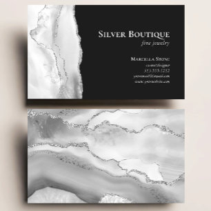 Agat Geod Smyckedesigner Grå Vit Silver Visitkort