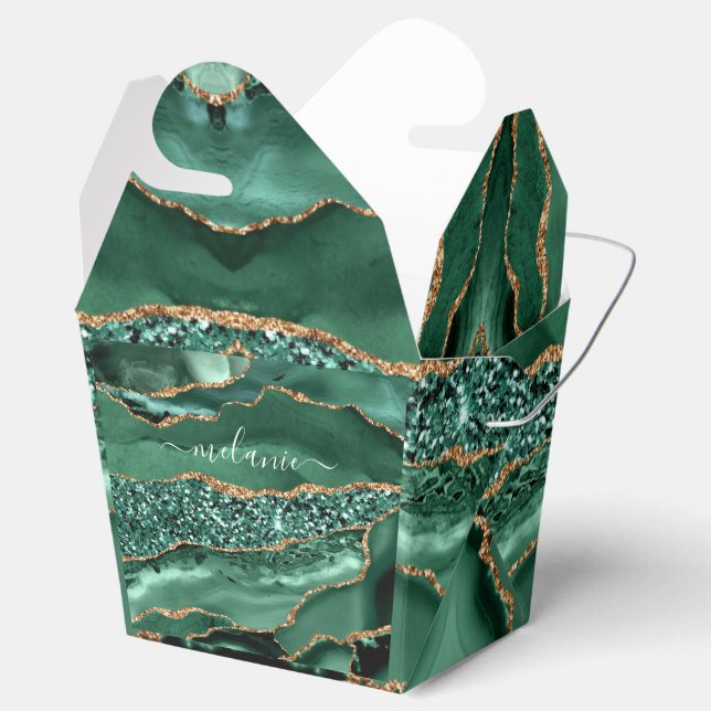 Agat Grön Guld Glitter Geod Marmor Anpassat Namn Presentaskar (Öppnad)