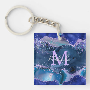 Agat i mörk blått och Lila Glitter