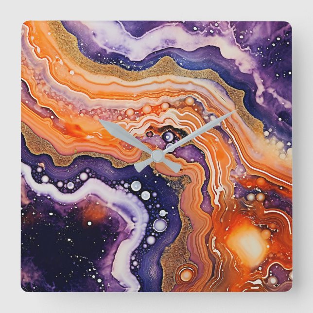 Agate Art Wall Clock Fyrkantig Klocka (Framsida)