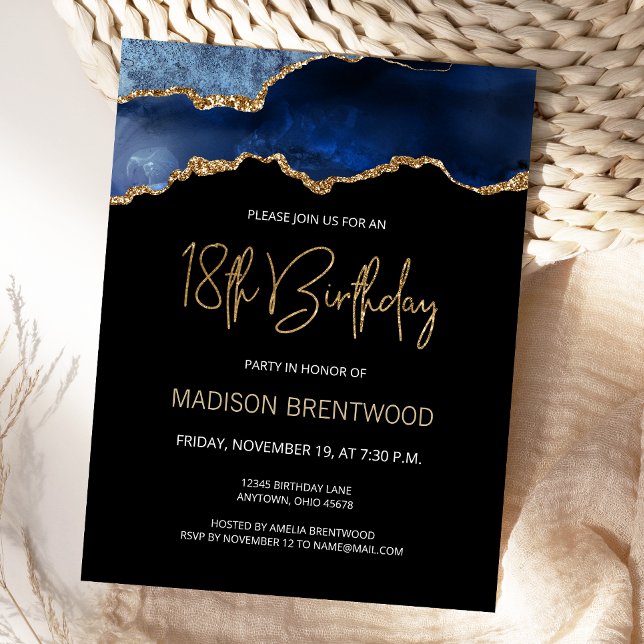 Agate Blå Guld 18-års inbjudan (Skapare uppladdad)