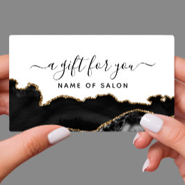 Agate Black and Guld Marble Salon Gift Card Visitkort