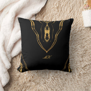 Agate Black and guld Marble swirl Kudde