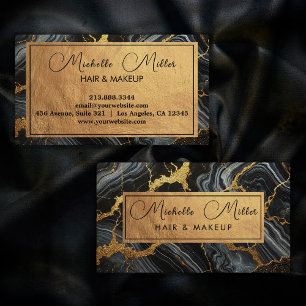 Agate Black Guld Marble Makeup Artist Beauty Salon Visitkort