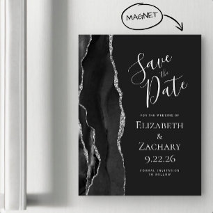 Agate Black Silver Mörk Magnetic Save Date