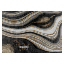 Agate Black white och guld fluid monogram namn