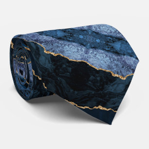 Agate Blue Guld Marble Elegant Neck Tie Gift Slips