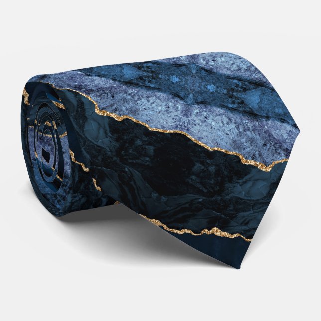 Agate Blue Guld Marble Elegant Neck Tie Gift Slips (Rullad)