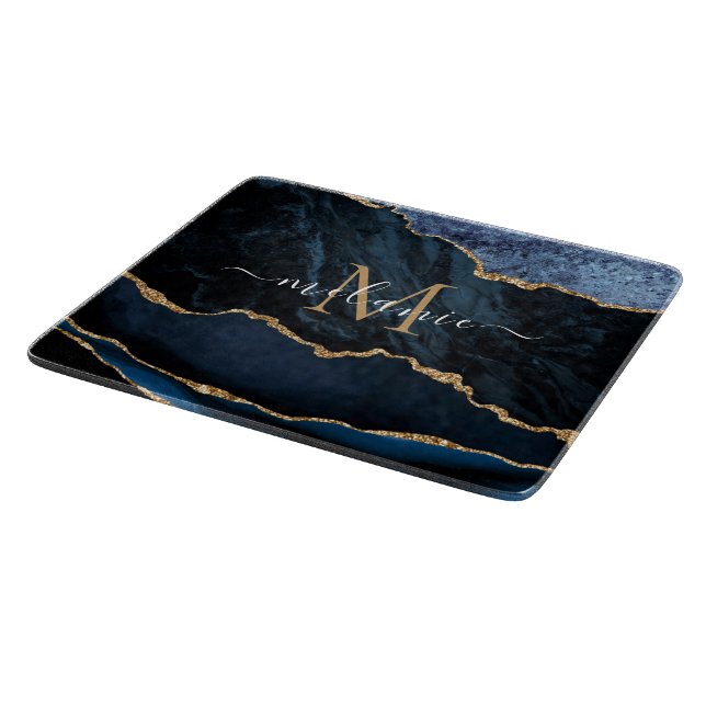 Agate Blue Guld Marble Namn Brev CEG (Hörn)