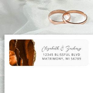 Agate Burnt Orange Bröllop Returadress Etikett
