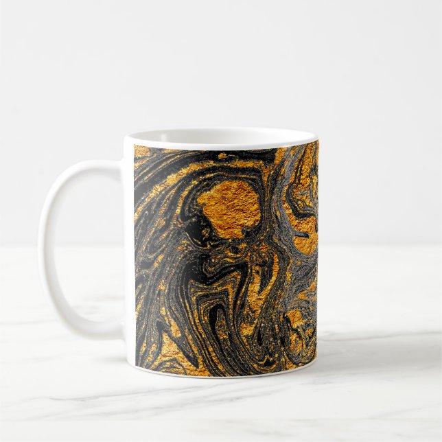 Agate Crystal. Futuristiska Modern Suminagashi. Sw Kaffemugg (Vänster)