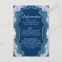 Agate Elegant Söt Blue Teal Geode Information Tilläggskort