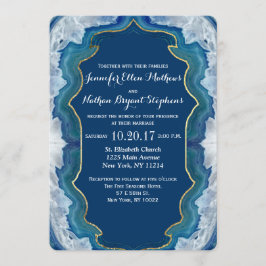 Agate Elegant Söt Blue Teal Geode Mönster Inbjudningar