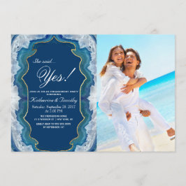 Agate Elegant Söt Blue Teal Geode Mönster Inbjudningar