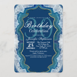 Agate Elegant Söt Blue Teal Geode Mönster Inbjudningar