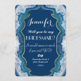 Agate Elegant Söt Blue Teal Geode Mönster Inbjudningar