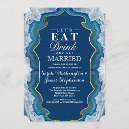 Agate Elegant Söt Blue Teal Geode Mönster Inbjudningar